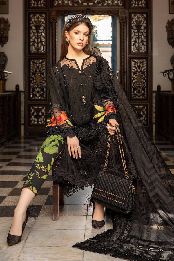 MARIA B LUXURY UN-STICHED 3 PC| 8B