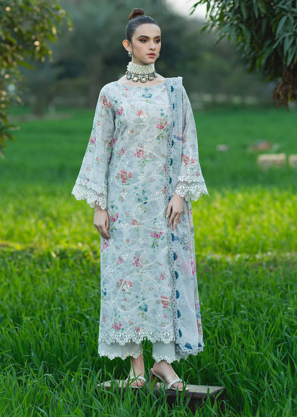 SARDINIA PRINTKARI UN-STITCHED 3PC | Silver Bush