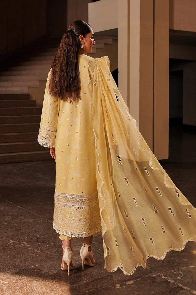 AFROZEH CHIKANKARI UN-STICHED 3PC|Canary