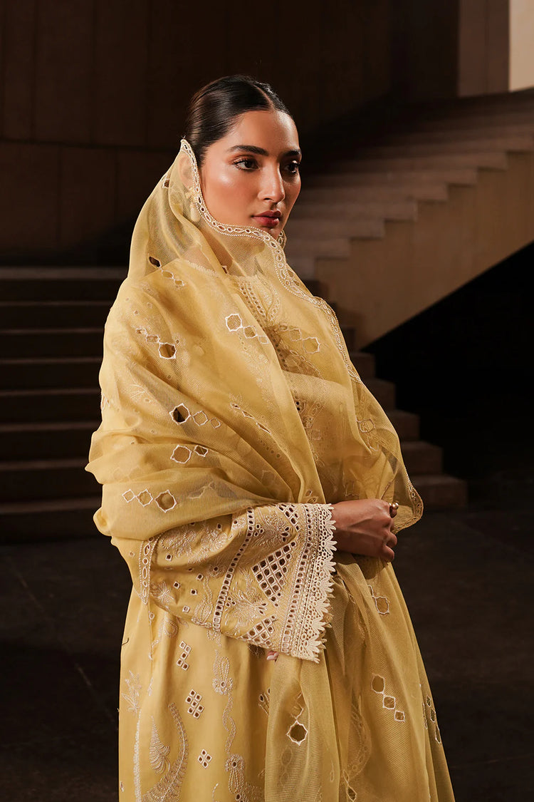 AFROZEH CHIKANKARI UN-STICHED 3PC|Canary