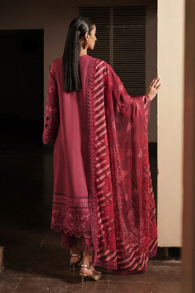 AFROZEH CHIKANKARI UN-STICHED 3PC|Cordovan