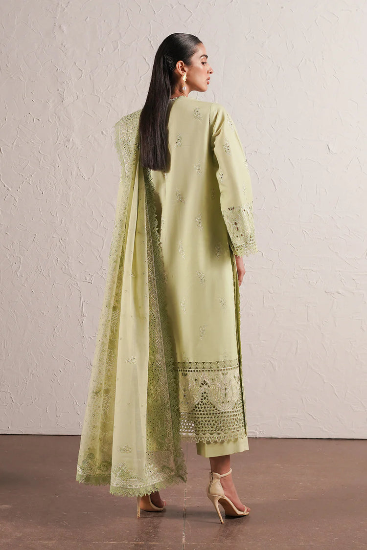 AFROZEH CHIKANKARI UN-STICHED 3PC|Kelly