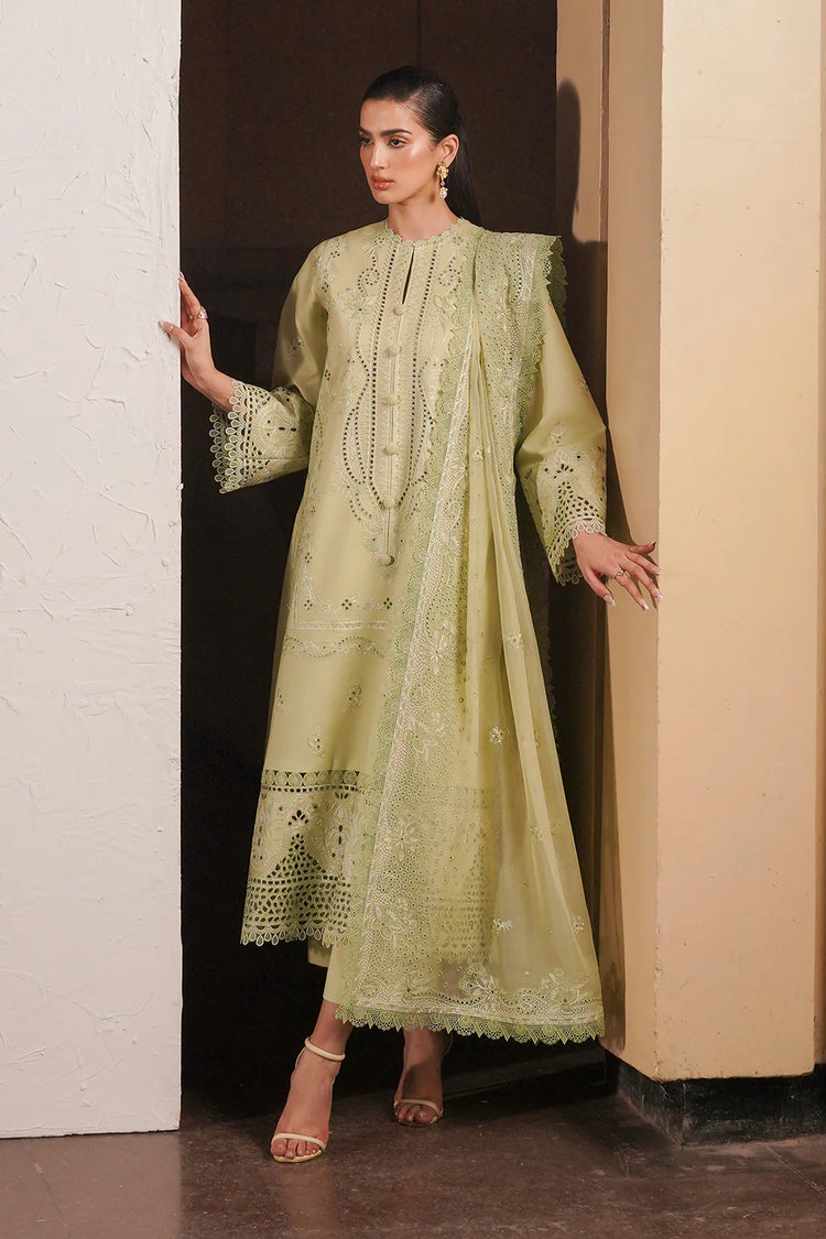 AFROZEH CHIKANKARI UN-STICHED 3PC|Kelly
