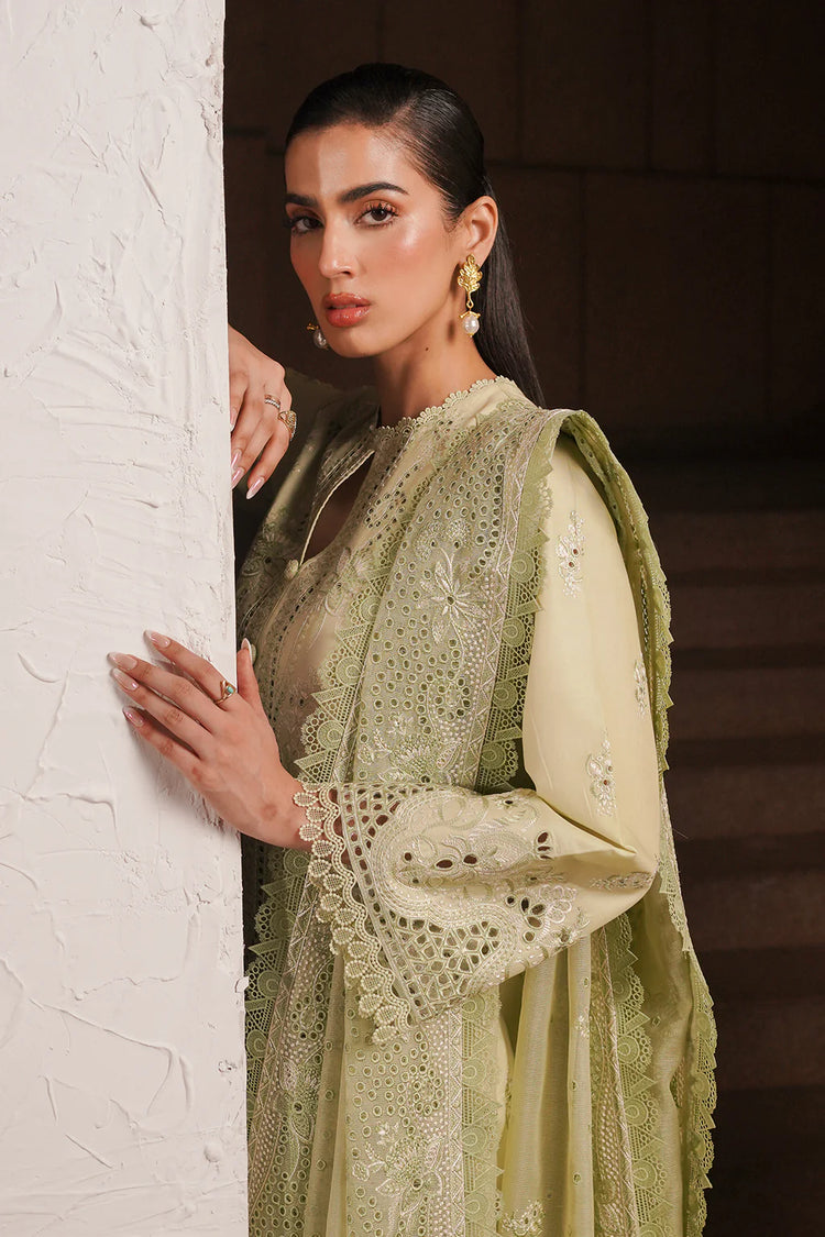 AFROZEH CHIKANKARI UN-STICHED 3PC|Kelly