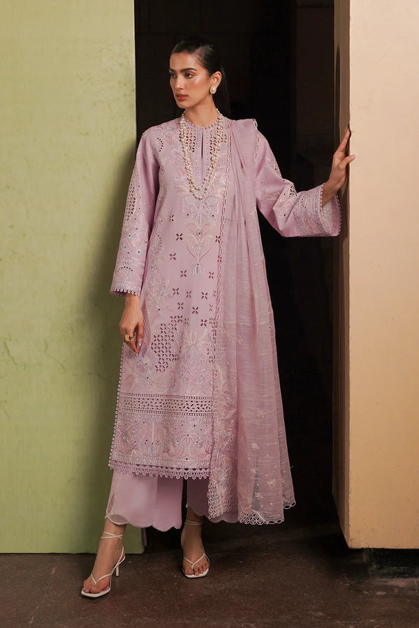 AFROZEH CHIKANKARI UN-STICHED 3PC|Thistle