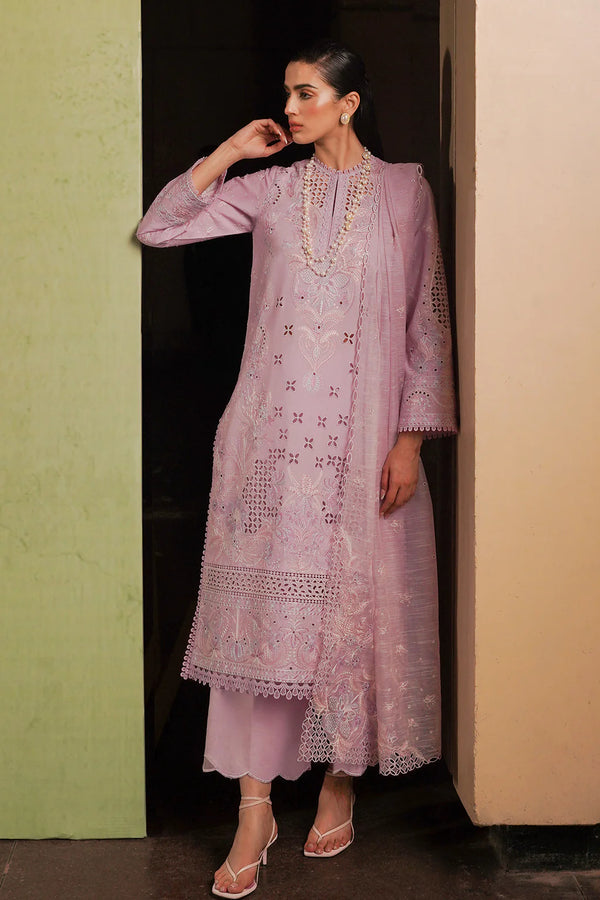 AFROZEH CHIKANKARI UN-STICHED 3PC|Thistle
