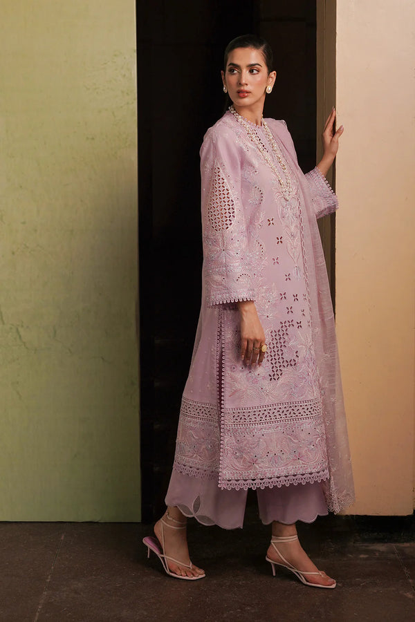 AFROZEH CHIKANKARI UN-STICHED 3PC|Thistle