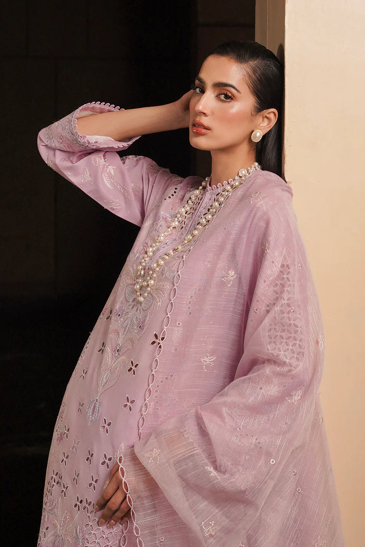 AFROZEH CHIKANKARI UN-STICHED 3PC|Thistle