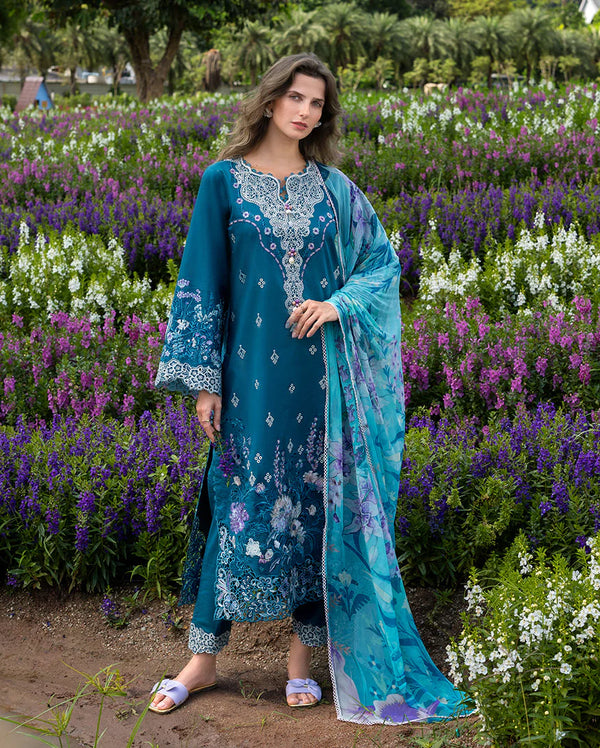 THE SECRET GARDEN BY MUSHQ UN-STITCHED 3PC | Emerald Fern