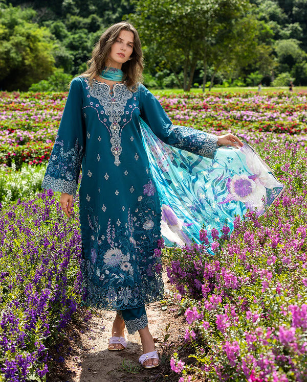 THE SECRET GARDEN BY MUSHQ UN-STITCHED 3PC | Emerald Fern
