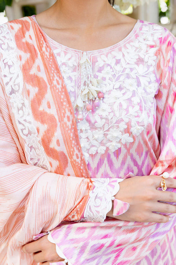 CROSS STITCH/RADIANT CHARM-3PC SATIN PRINTED SUIT