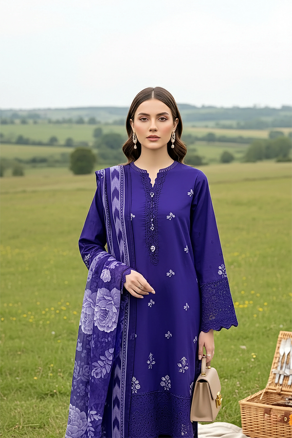 LAKHANY BY LSM UN-STITCHED 3PC | ROYAL AMETHYST
