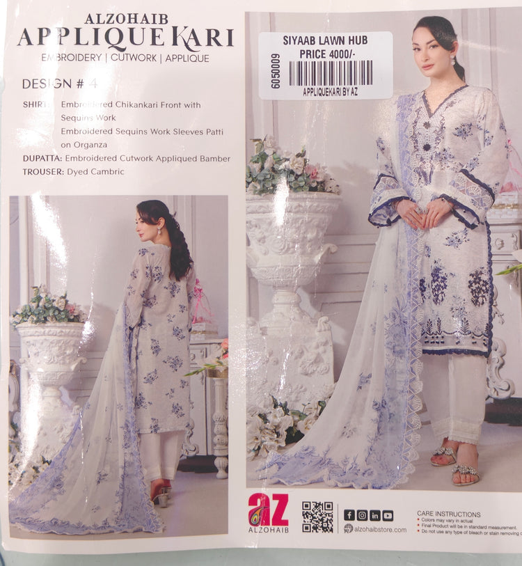APPLIQUEKARI BY AL ZOHAIB UNSTITCHED LAWN D-04