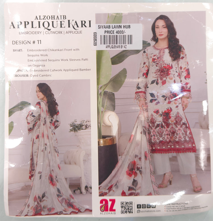 APPLIQUEKARI BY AL ZOHAIB UNSTITCHED LAWN D-11