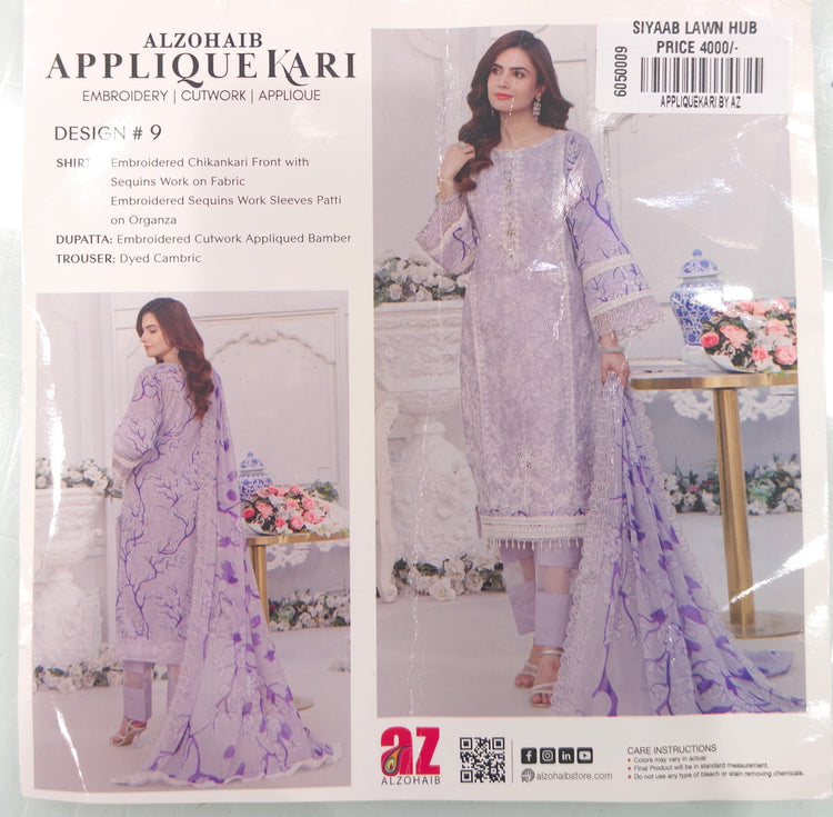 APPLIQUEKARI BY AL ZOHAIB UNSTITCHED LAWN D-09