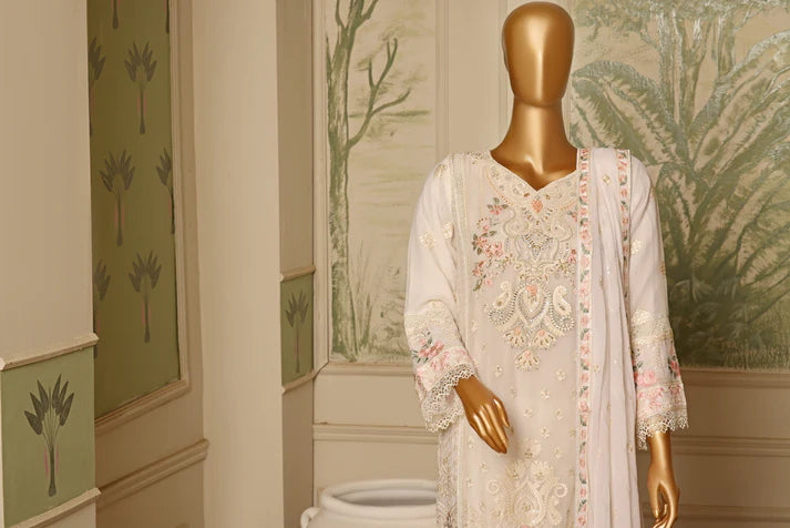 AKSHA SEMI-STITCHED HANDWORK CHIFFON 3PC | Bloom