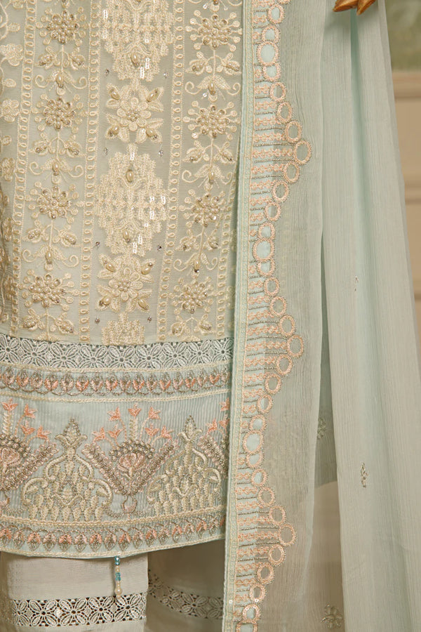 AKSHA SEMI-STITCHED HANDWORK CHIFFON 3PC | Glint