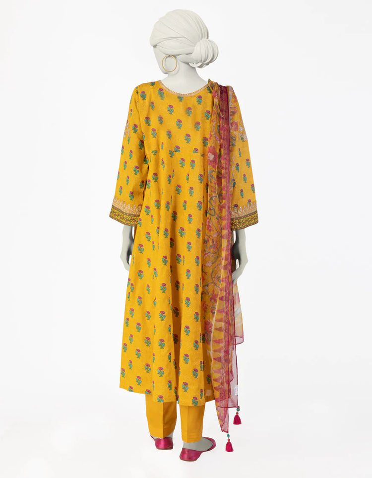 YELLOW LAWN 3PC STITCHED | JLAWN-S-25-123/S MIR