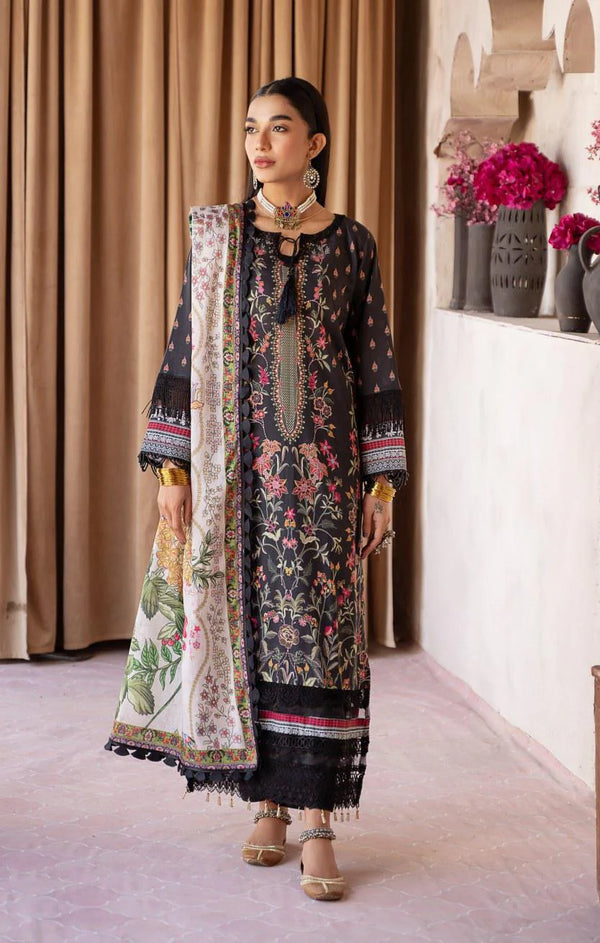 MAUSUMMERY SPRING SUMMER UN-STITCHED 3PC | Noir