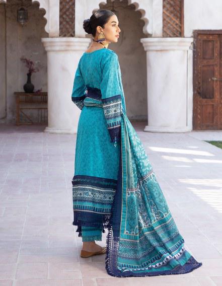 MAUSUMMERY SPRING SUMMER UN-STITCHED 3PC | Turquoise