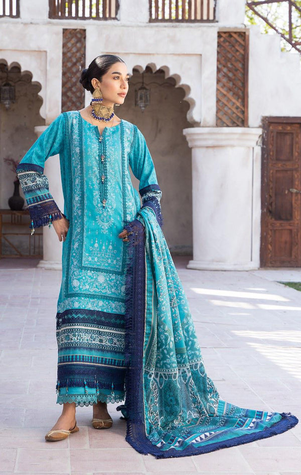 MAUSUMMERY SPRING SUMMER UN-STITCHED 3PC | Turquoise