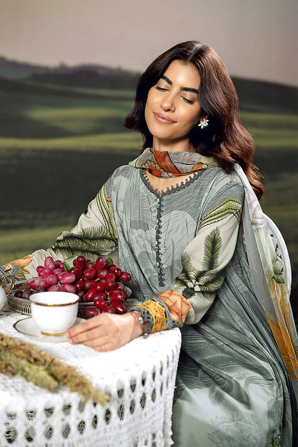 M/BASICS [3 Pc Unstitched Embroidered Arabic Lawn Suit | MB-PFUS25-06A