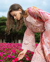 THE SECRET GARDEN BY MUSHQ UN-STITCHED 3PC | Peach Blossom