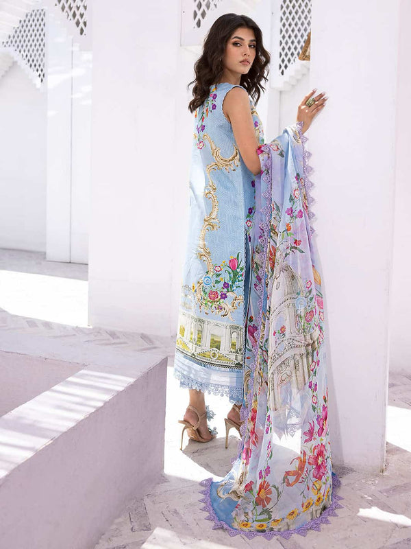 ROOHINAAZ BY MUSHQ UN-STICHED 3PC| Lagoon Lace 04B