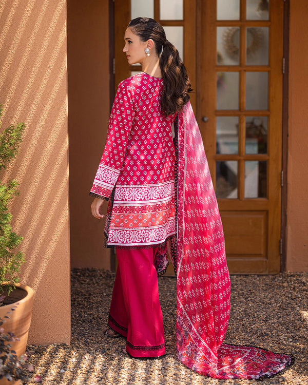 AZALEA BY ROOHENAAZ UN-STICHED 3PC| Coral Cascade