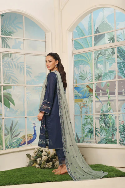 3 PIECE - LUXURY EMBROIDERED PURE SELF COTTON SUIT