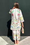 SANA SAFINAZ FESTIVE SS26BSP032P2T Stitched Printed Slub Shirt + Culotte