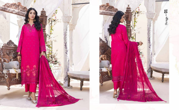 BALEEQ BY NOOR'S SWISS SEMI STICHED 3 PC|24- D 01