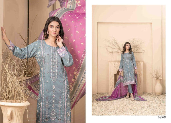 FARIDEH BY TAWAKKAL |UNSTITCHED LAWN 3PC|D-2598