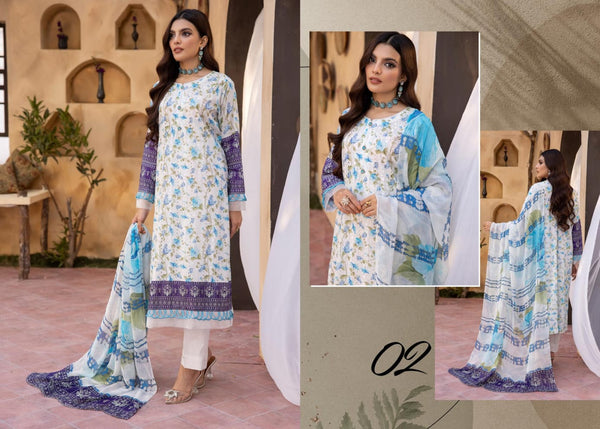 MAHEES UN-STICHED CHIKANKARI 3 PC|D-02