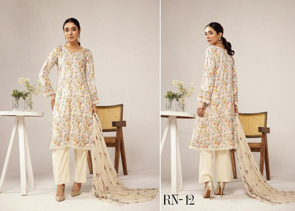 RANGBRANG BY NUR UN-STICHED 3 PC|D-12