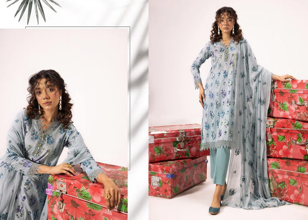 PRINTKARI BY KHOOBSURAT CHIKANKARI UN-STICHED 3 PC|D-07