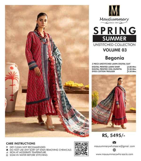 MAUSUMMERY SPRING SUMMER UN-STICHED 3 PC|D-09