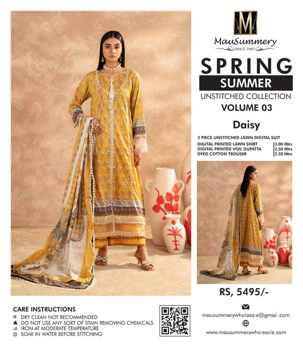 MAUSUMMERY SPRING SUMMER UN-STICHED 3 PC|D-10