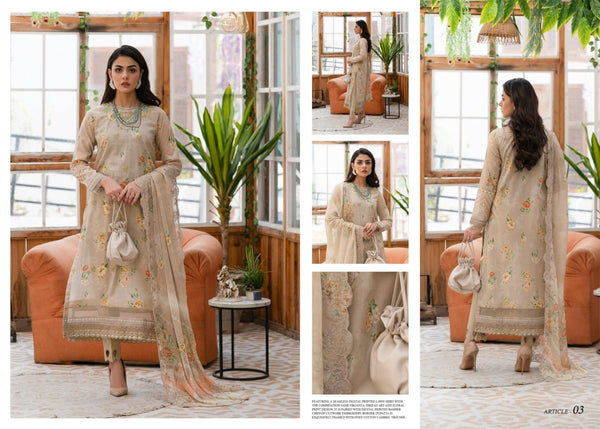 BLOOMY BLOSSOM BY GULJEE UN-STITCHED 3PC| D-01