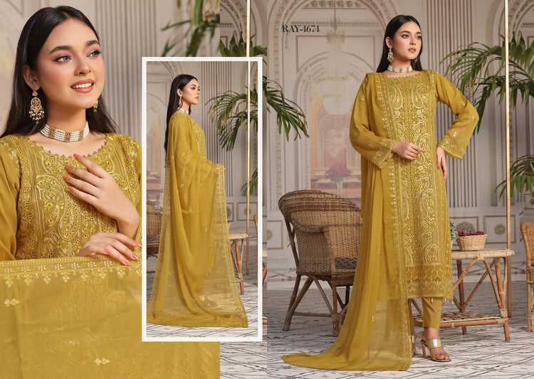 ALISHBA PREMIUM SEMI-STITCHED CHIFFON | D-07