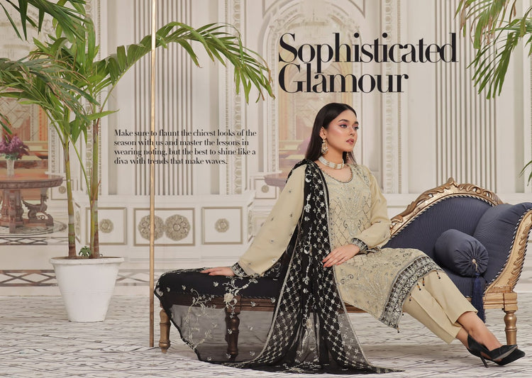 ALISHBA PREMIUM SEMI-STITCHED CHIFFON | D-08