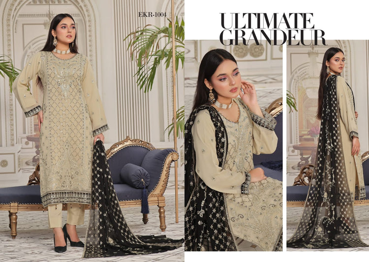 ALISHBA PREMIUM SEMI-STITCHED CHIFFON | D-08