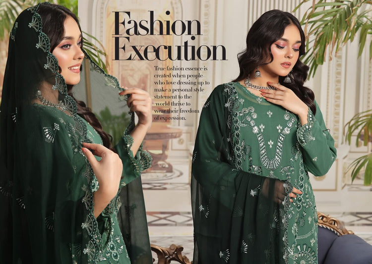 ALISHBA PREMIUM SEMI-STITCHED CHIFFON | D-10