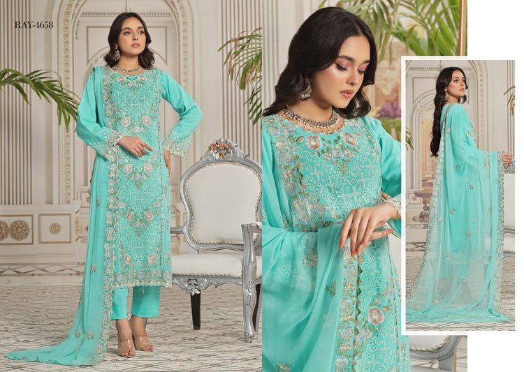 ALISHBA PREMIUM SEMI-STITCHED CHIFFON | D-09