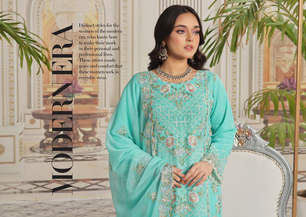 ALISHBA PREMIUM SEMI-STITCHED CHIFFON | D-09