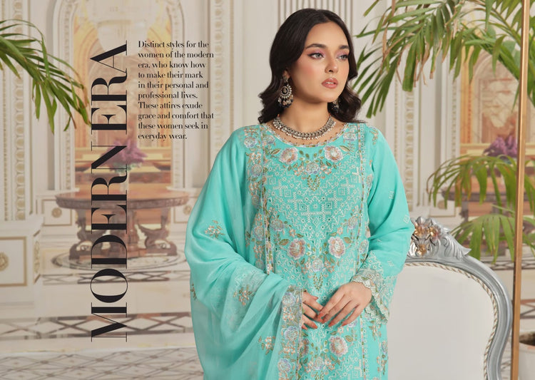 ALISHBA PREMIUM SEMI-STITCHED CHIFFON | D-09