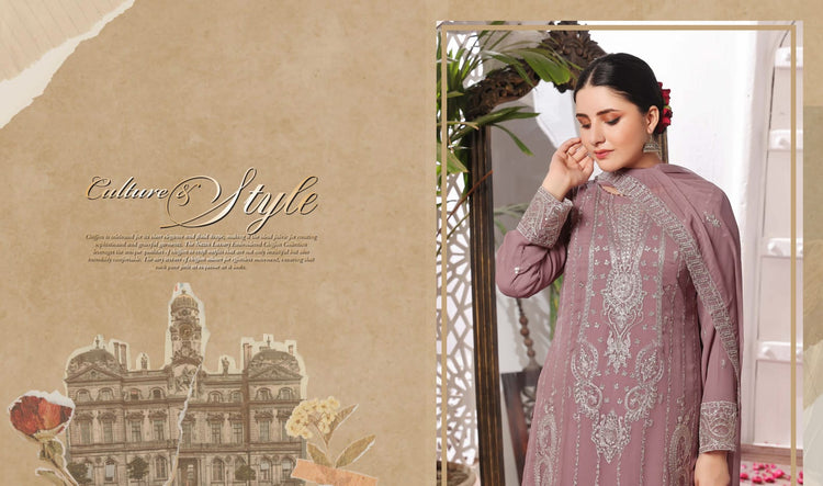 NAZIN LUXURY CHIFFON SEMI-STITCHED 3PC | D-08