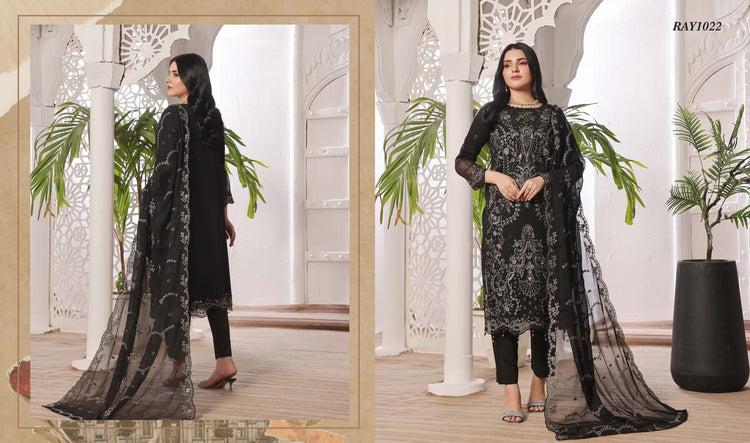 NAZIN LUXURY CHIFFON SEMI-STITCHED 3PC | D-10