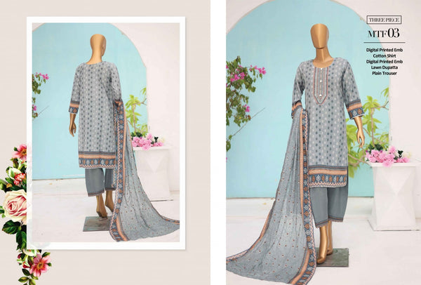MTF-CLASSIC EMBROIDERED UN-STITCHED 3PC | D-03