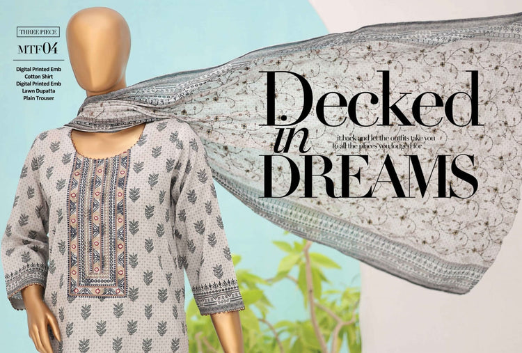 MTF-CLASSIC EMBROIDERED UN-STITCHED 3PC | D-04